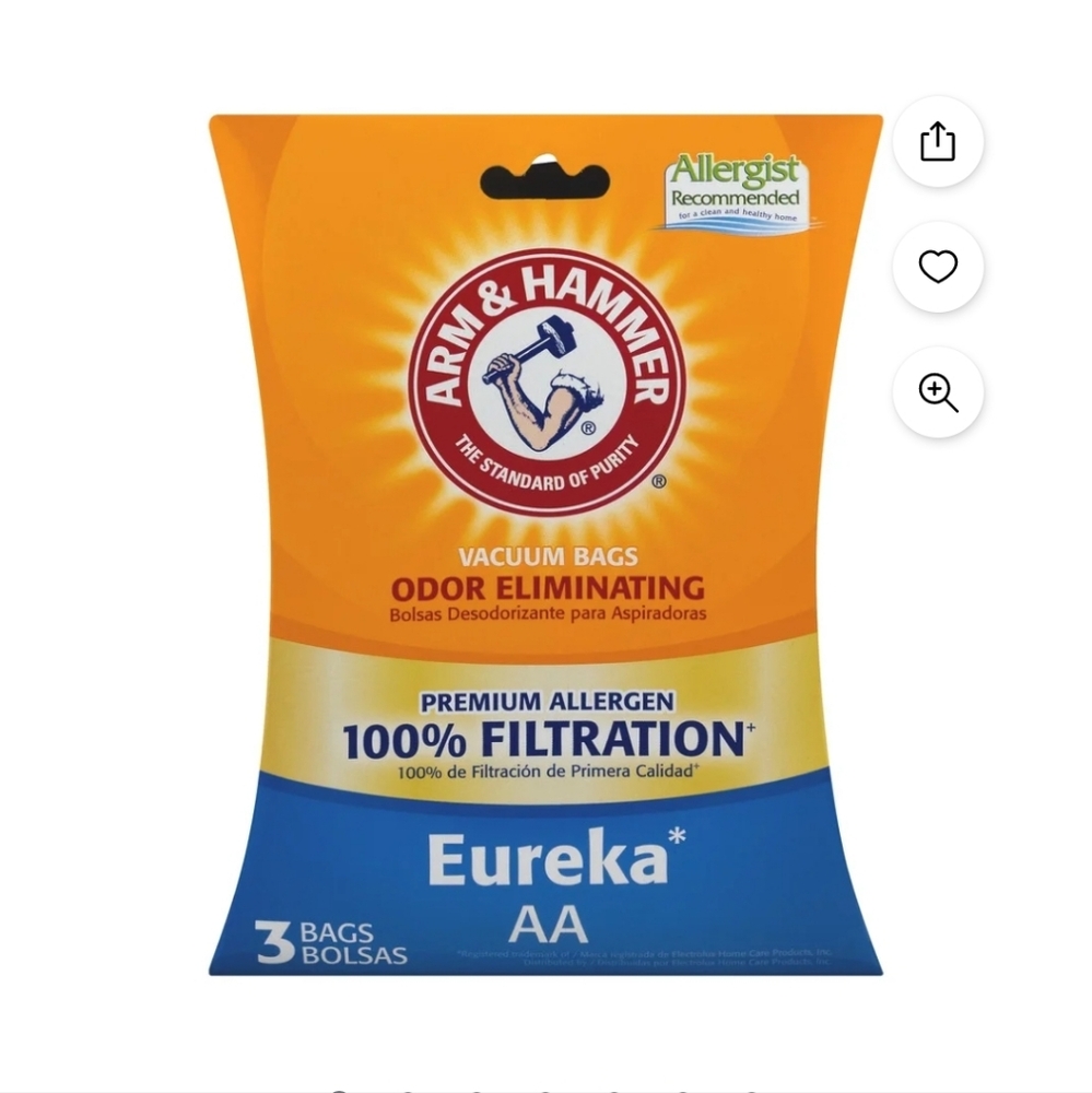 Arm & Hammer Eureka U Vacuum Bags (3) Bags NEW